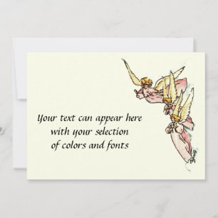 Holy Angels Pink Gowned Watercolor Painting Holiday Card