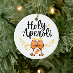 Holy Aperoli Witty Trendy Aperol Spritz Statement Ceramic Tree Decoration