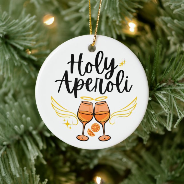 Holy Aperoli Witty Trendy Aperol Spritz Statement Ceramic Tree Decoration (Tree)