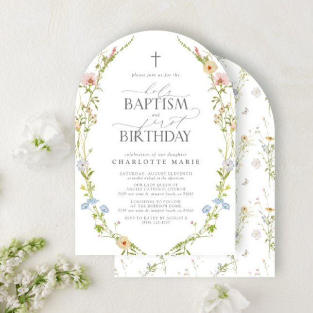 Holy Baptism & 1st Birthday Wildflower Nature Invitation (Creator Uploaded)