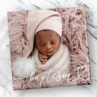 Holy Baptism Elegant Modern Chic Heart Baby Photo