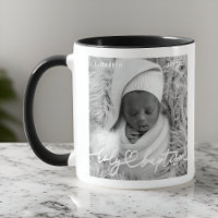Holy Baptism Modern Elegant Chic Heart Baby Photo