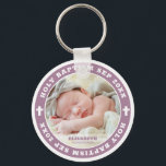 Holy Baptism Modern White Cross Custom Photo Key Ring<br><div class="desc">This simple and modern design is composed of serif typography and add a custom photo.</div>