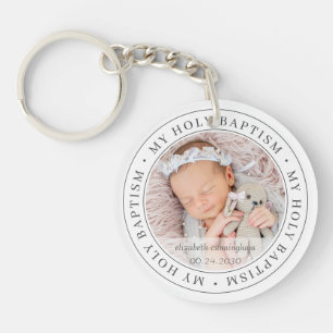 Holy Baptism Simple Frame Modern Custom Photo Key Ring