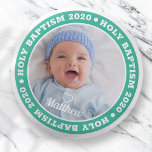Holy Baptism Simple Modern Custom Photo 3 Cm Round Badge<br><div class="desc">This simple and modern design is composed of serif typography and add a custom photo.</div>