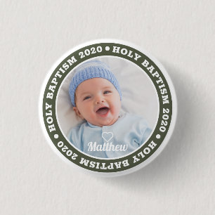 Holy Baptism Simple Modern Custom Photo 3 Cm Round Badge