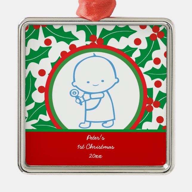 Holy Berry Baby’s 1st Christmas Custom Ornament (Front)