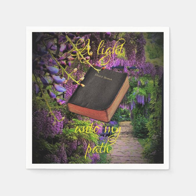 Holy Bible, A light unto my path, wisteria path Napkin (Front)