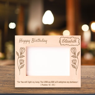 Holy Bible Verse Birthday Botanical Elegant Floral Etched Frames