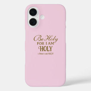 Holy Bible Verse Pink and Gold Simple Christian iPhone 16 Case