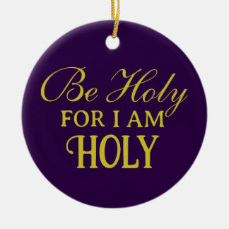 Holy Bible Verse Purple and Gold Simple Christian Ceramic Tree Decoration