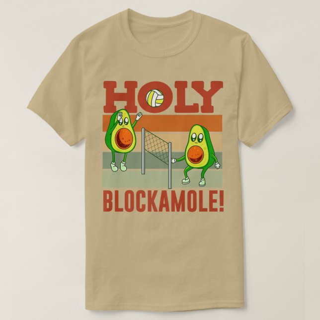 Holy Blockamole Funny Volleyball Match Block Avoca T-Shirt (Design Front)