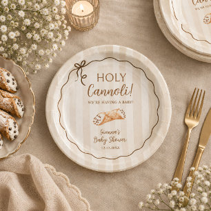 Holy Cannoli Italian Fun Bakery Baby Shower Paper Plate