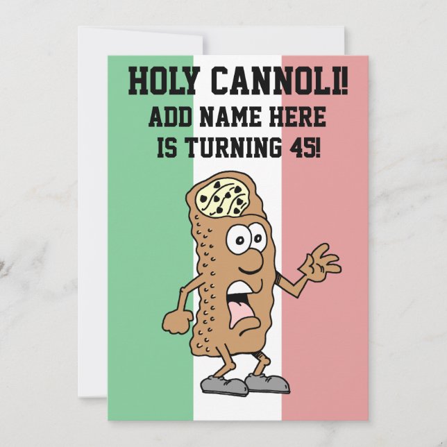 Holy Cannoli Italian Turning 45 Flag of Italy Invitation (Front)