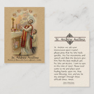 Holy Card St. Andrew Avellino Patron for Strokes