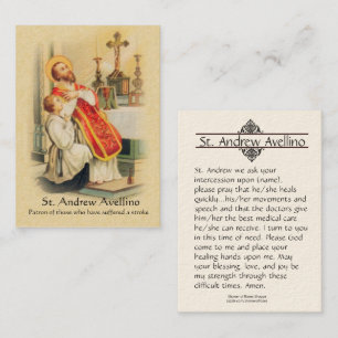 Holy Card St. Andrew Avellino Patron for Strokes