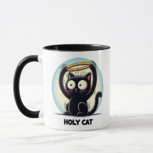 Holy Cat - Black Cat Holding Halo Above Head Mug