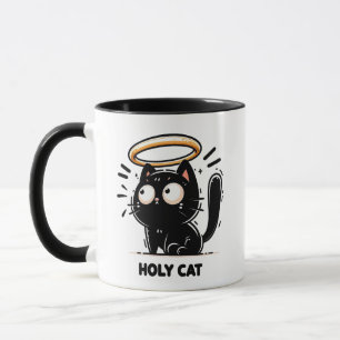 Holy Cat - Cute Black Cat with Halo Funny Mug