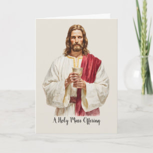 Holy Catholic Mass Offering Jesus Eucharist Chalic Card