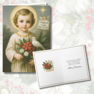 Holy Child Jesus Catholic Poinsettias Holiday Card