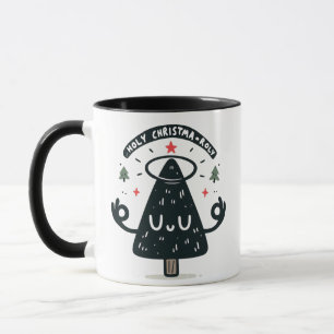 Holy Christma-roly Mug – Funny Meditating Tree Hol