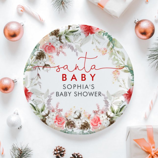 Holy Christmas Flowers Baby Shower  Paper Plate (Creator Uploaded)