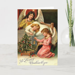 Holy Christmas Kids Angels Vintage Holiday Card