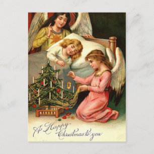 Holy Christmas Kids Angels Vintage Holiday Postcard