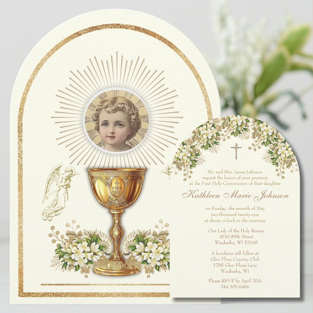  Holy Communion Child Jesus Floral Invitation (Creator Uploaded)