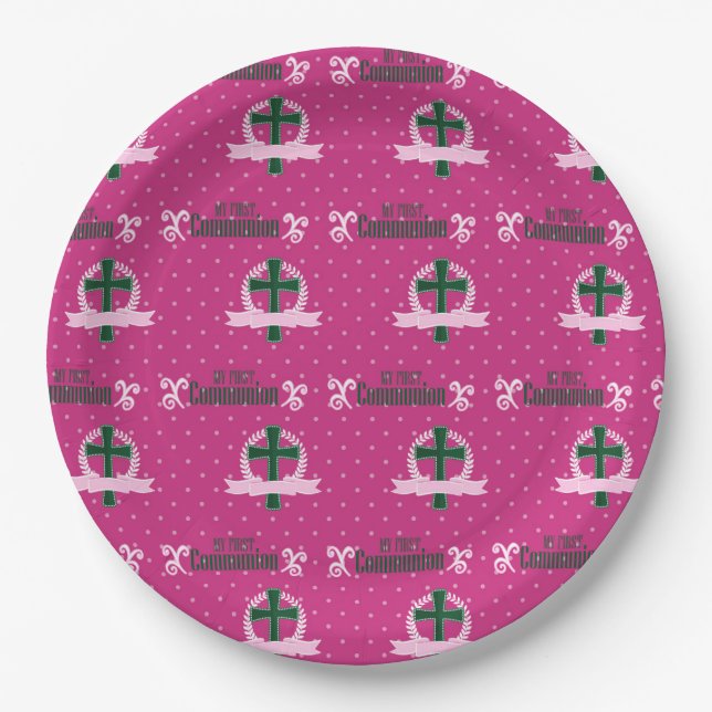 Holy Communion Christening Paper Plate (Front)