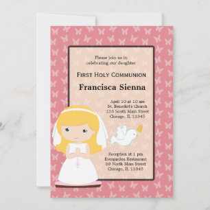 Holy Communion Girl * Choose your background colou Invitation