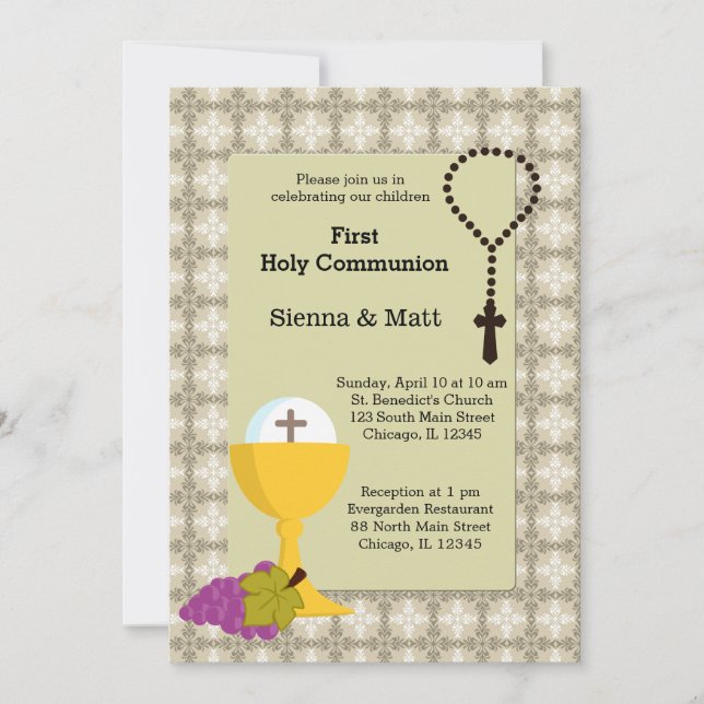 Holy Communion twins Invitation (Front)