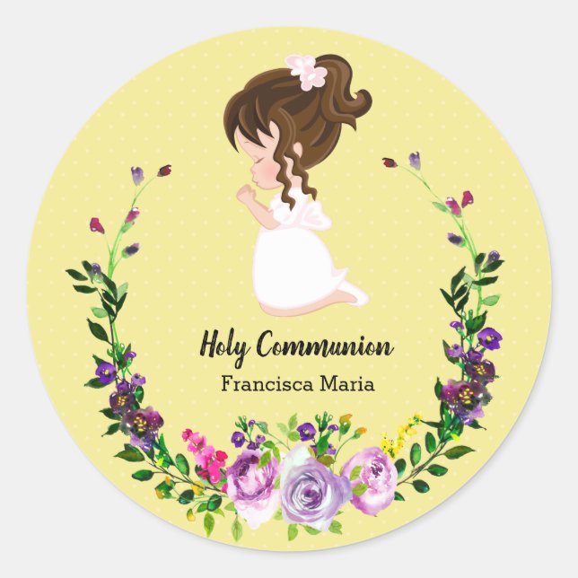 Holy Communion wreath * choose background colour Classic Round Sticker (Front)