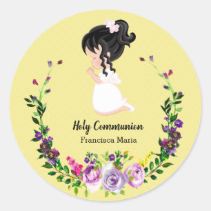 Holy Communion wreath * choose background colour Classic Round Sticker