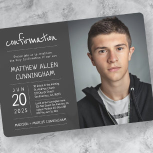 Holy Confirmation Boy Modern + Simple Photo Invitation