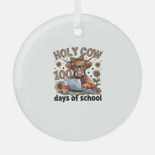 Holy Cow 100 Days Of School 100th Day Smarter Teac Glass Tree Decoration