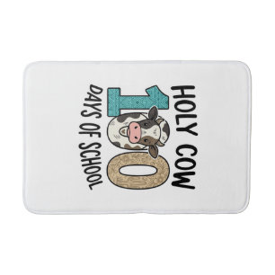 Holy Cow 100 Days of School Vintage Cow Shirt Desi Bath Mat