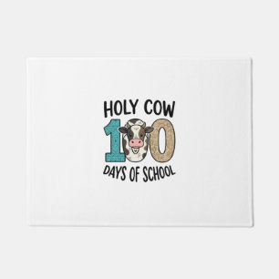 Holy Cow 100 Days of School Vintage Cow Shirt Desi Doormat