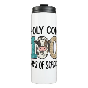 Holy Cow 100 Days of School Vintage Cow Shirt Desi Thermal Tumbler