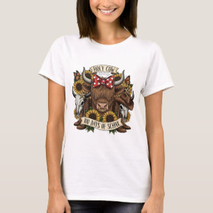 Holy Cow 100 Days of School Western Boho Cowgirl T T-Shirt