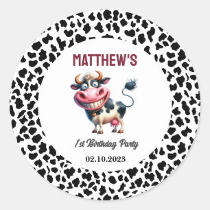 Holy Cow! 1st Birthday   Animal First Birthday  Classic Round Sticker
