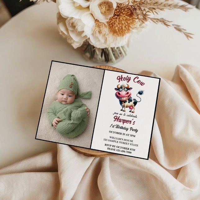 Holy Cow! 1st Birthday | Animal First Birthday  Invitation (Holy Cow! 1st Birthday | Animal First Birthday Invitation
)