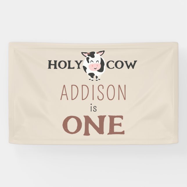 Holy Cow 1st Birthday Farm Animal Party Banner (Horizontal)