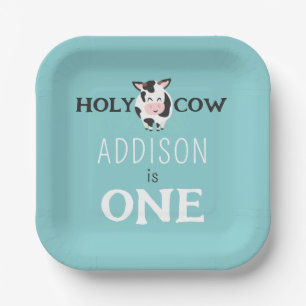 Holy Cow 1st Birthday Farm Animal Party Paper Plate