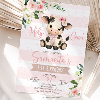 Holy Cow 1st Birthday Highland Invitation