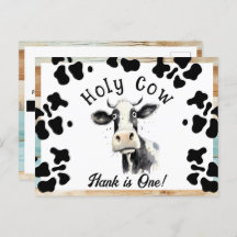 Holy Cow 1st Birthday Watercolor