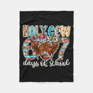 Holy Cow 67 Days Of School Teacher Six Seven Meme Fleece Blanket