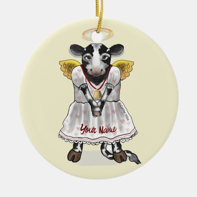 Holy Cow  Angel  Ceramic Tree Decoration (Front)