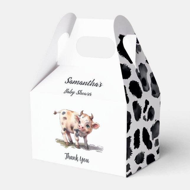 Holy Cow Baby Cow Farm Animal Baby Shower Favour Box (Front Side)
