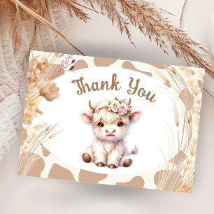 Holy Cow Baby Shower Boho Flat Thank You Card